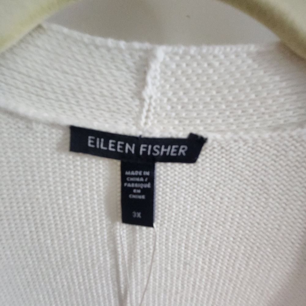 NWT EISHER FISHER White Long Cardigan Sweater Size 3X - Picture 3 of 4